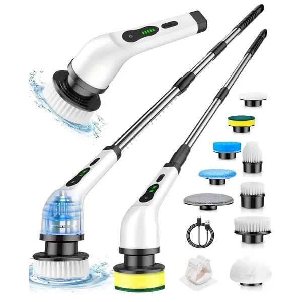 Electric Spin Scrubber house floor and bathroom Cleaning Brush With 9 Replaceable Heads