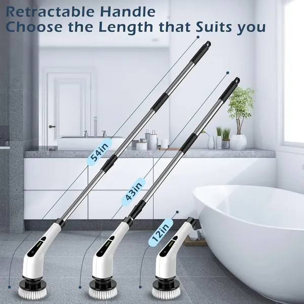 Electric Spin Scrubber house floor and bathroom Cleaning Brush With 9 Replaceable Heads